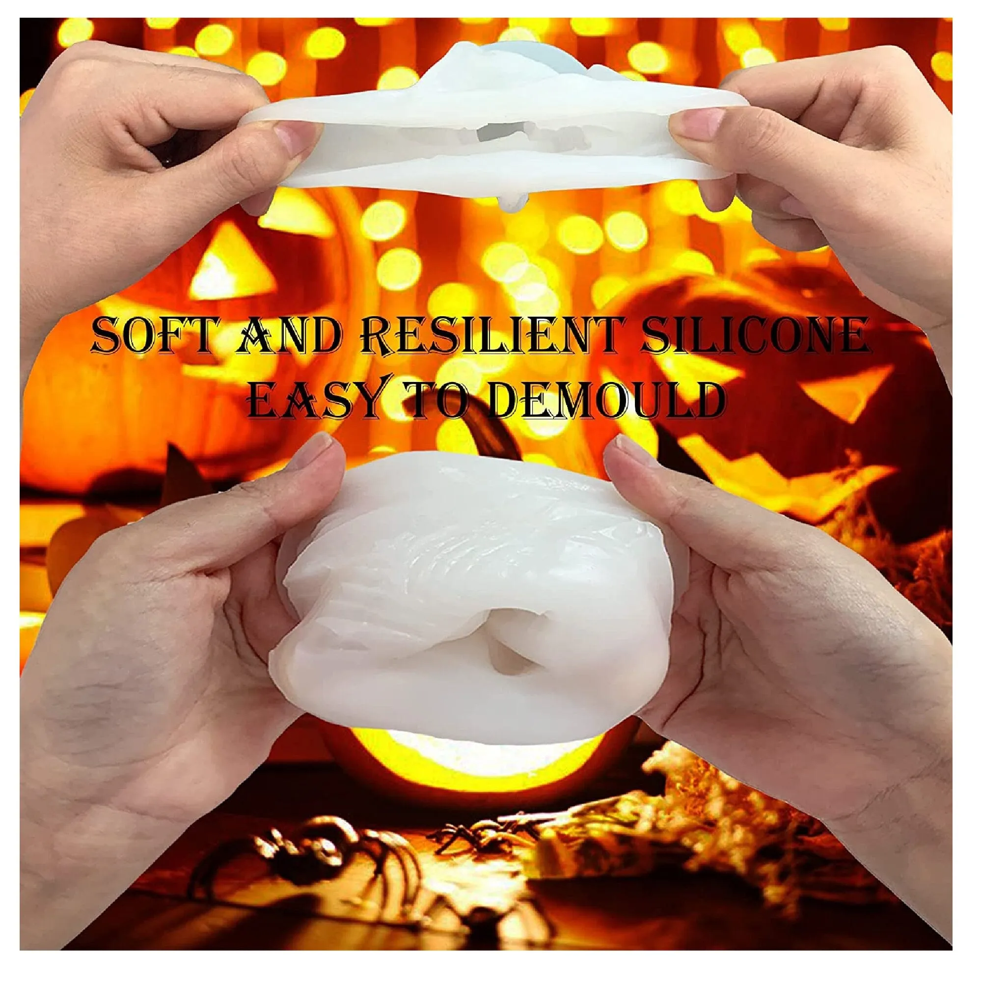 3D Skull Candle Mold Column Halloween Silicone Resin Mold For Aromatherapy Candles