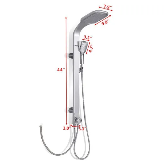 44" Aluminium Alloy Panel Rainfall Shower Column w/ Hand Shower