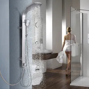 44" Aluminium Alloy Panel Rainfall Shower Column w/ Hand Shower