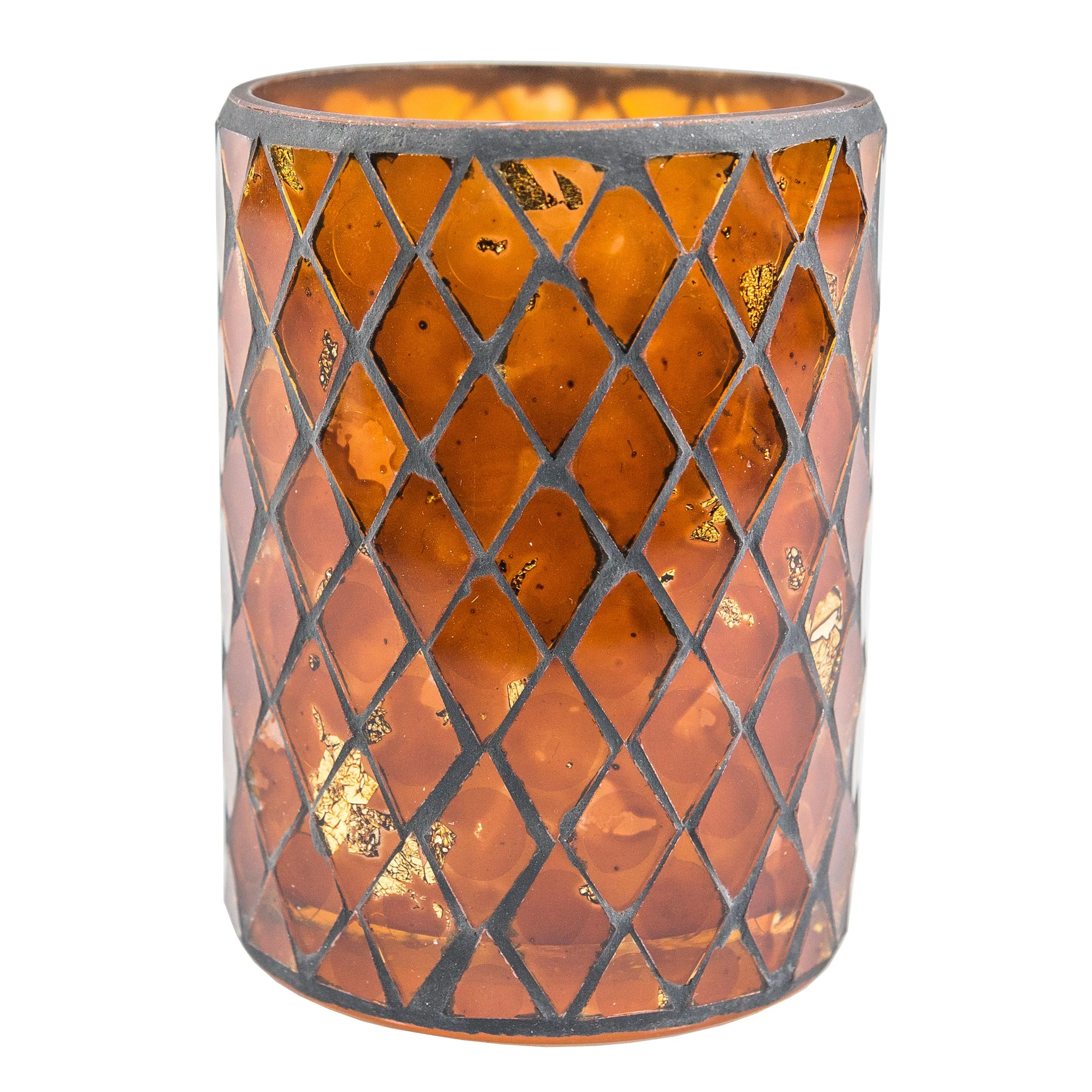 Amber Mosaic Candle Holders, 6 ct