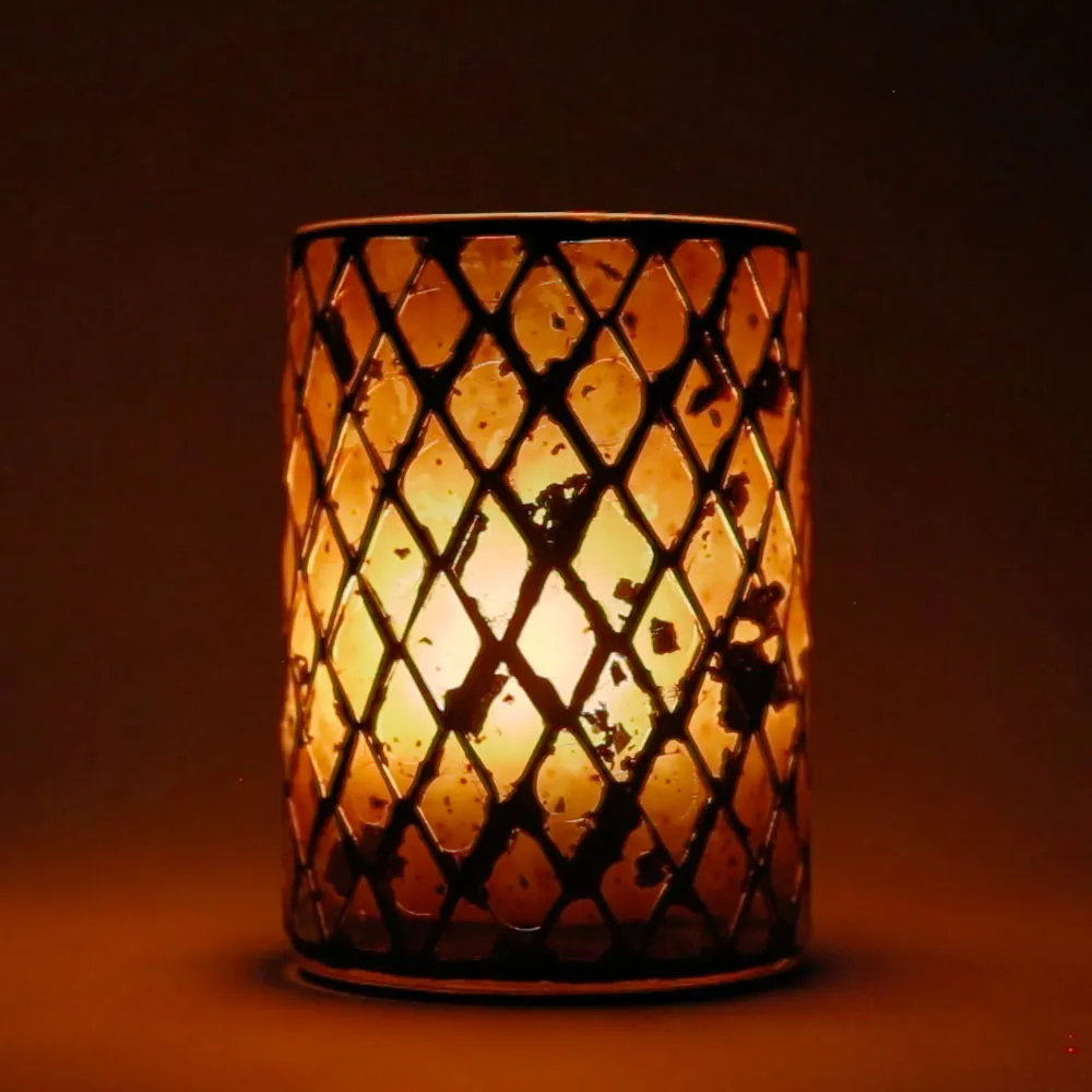 Amber Mosaic Candle Holders, 6 ct