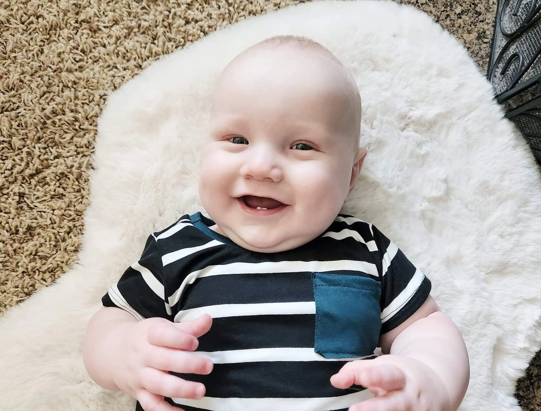 Black/White Stripe Pine Pocket Zip Romper