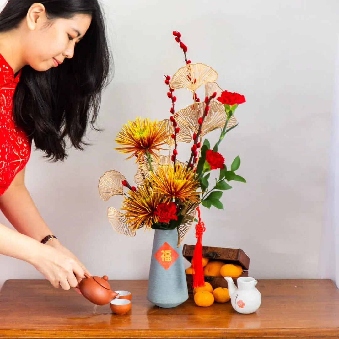 Blessing Chinese New Year Flowers in Vase