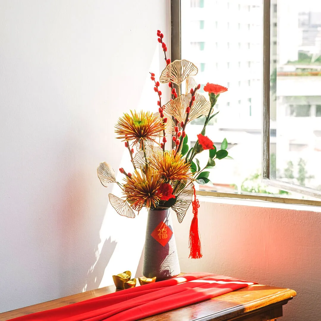Blessing Chinese New Year Flowers in Vase