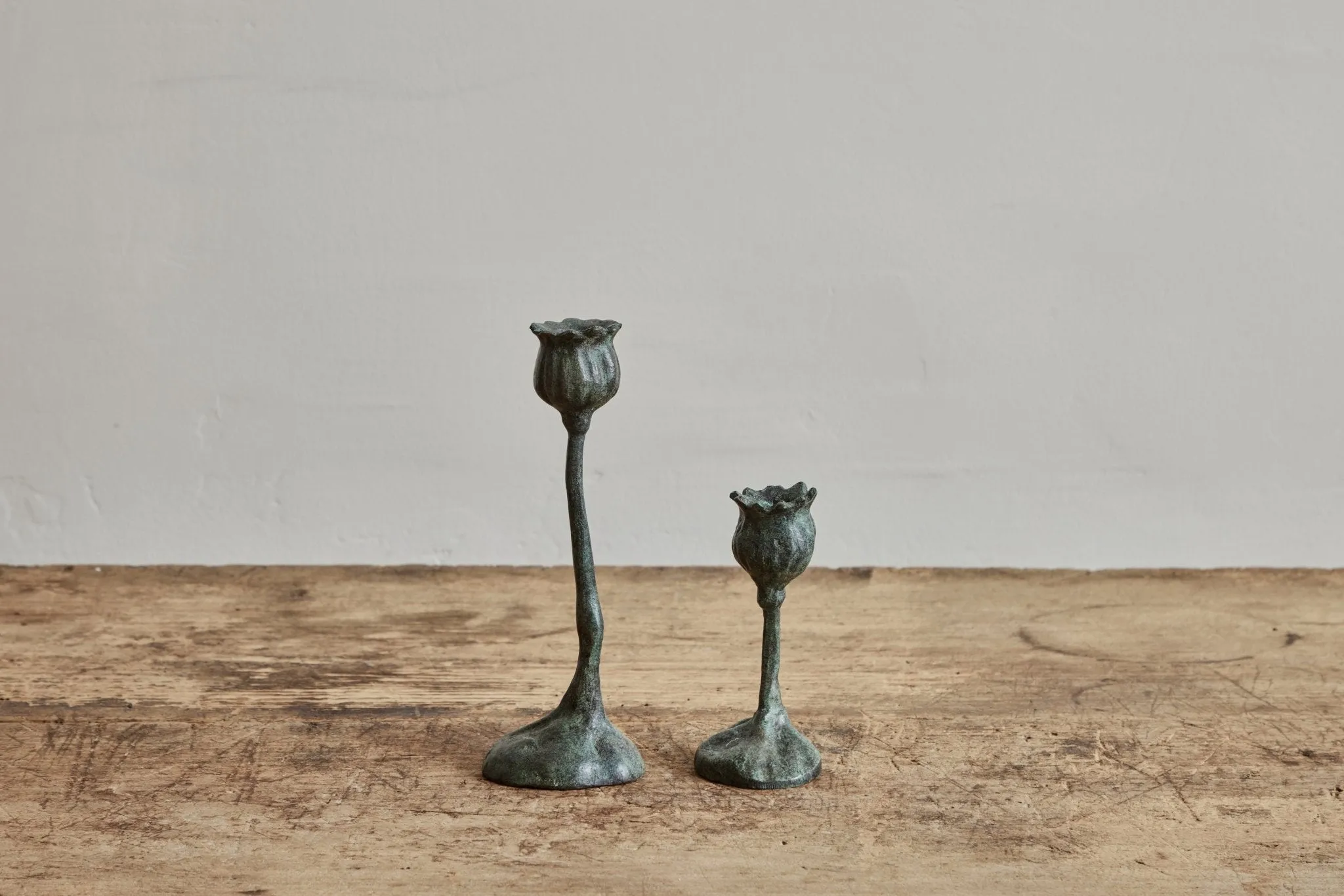 Bronze Poppy Candlestick 9"