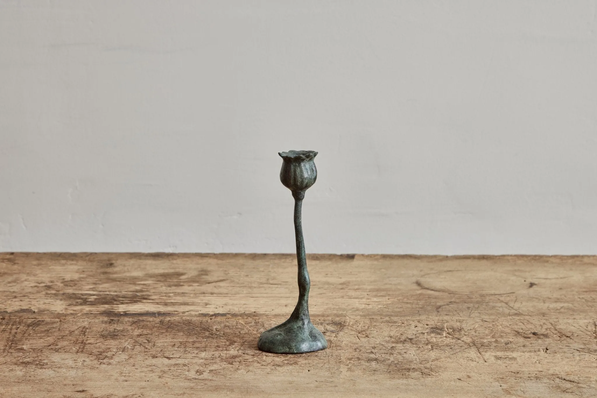Bronze Poppy Candlestick 9"