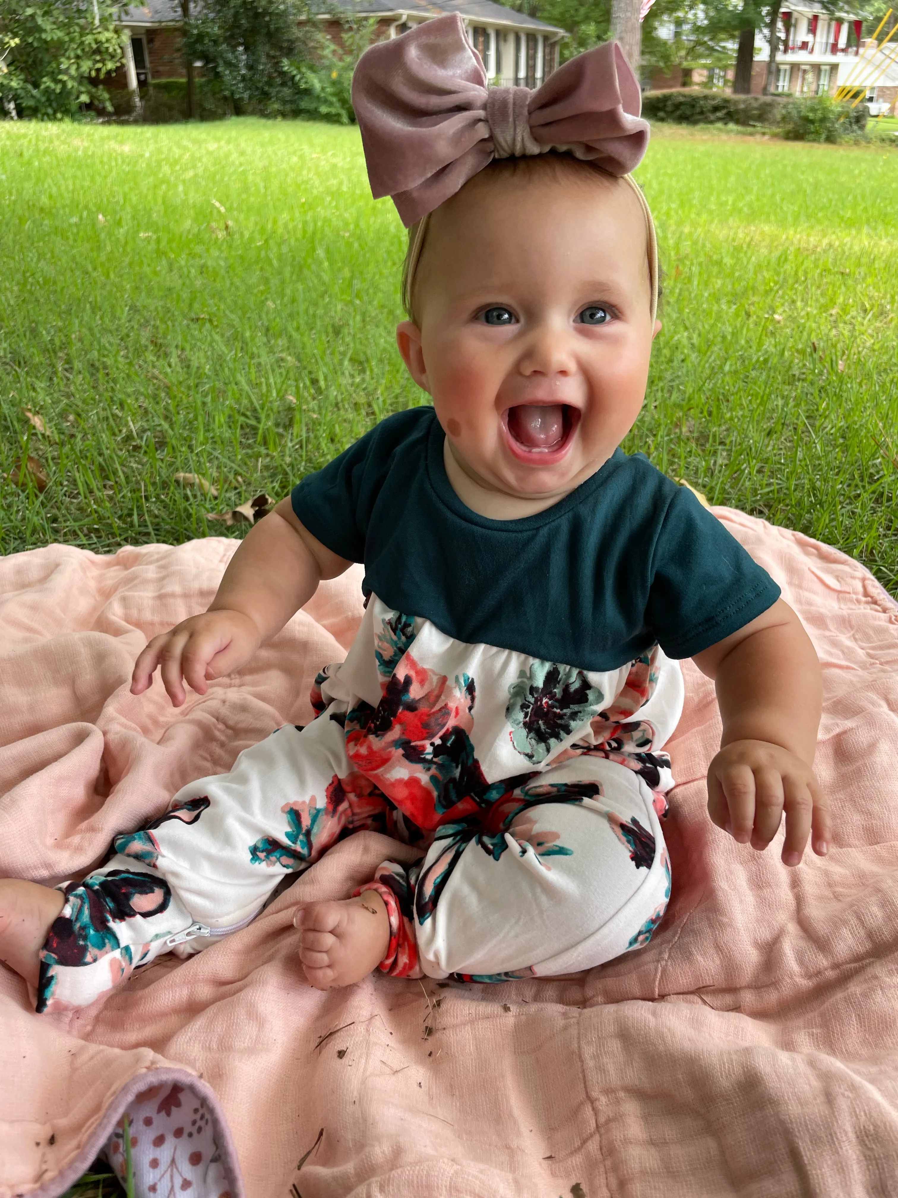 Coral Floral Zip Romper