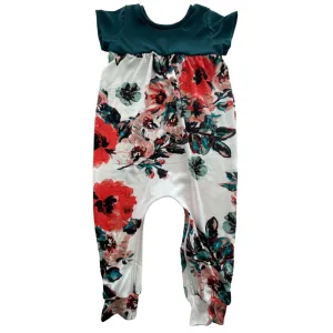 Coral Floral Zip Romper