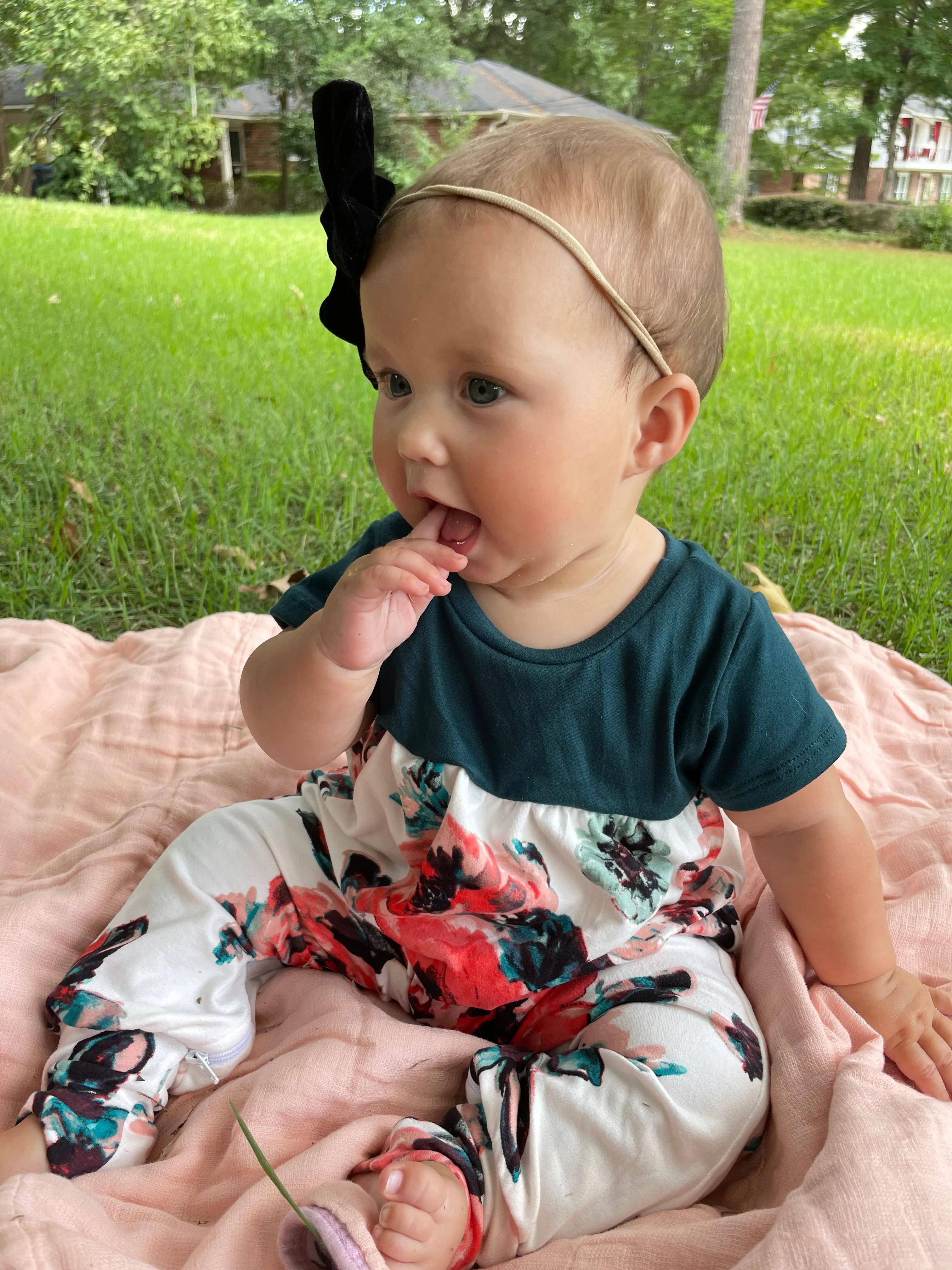 Coral Floral Zip Romper