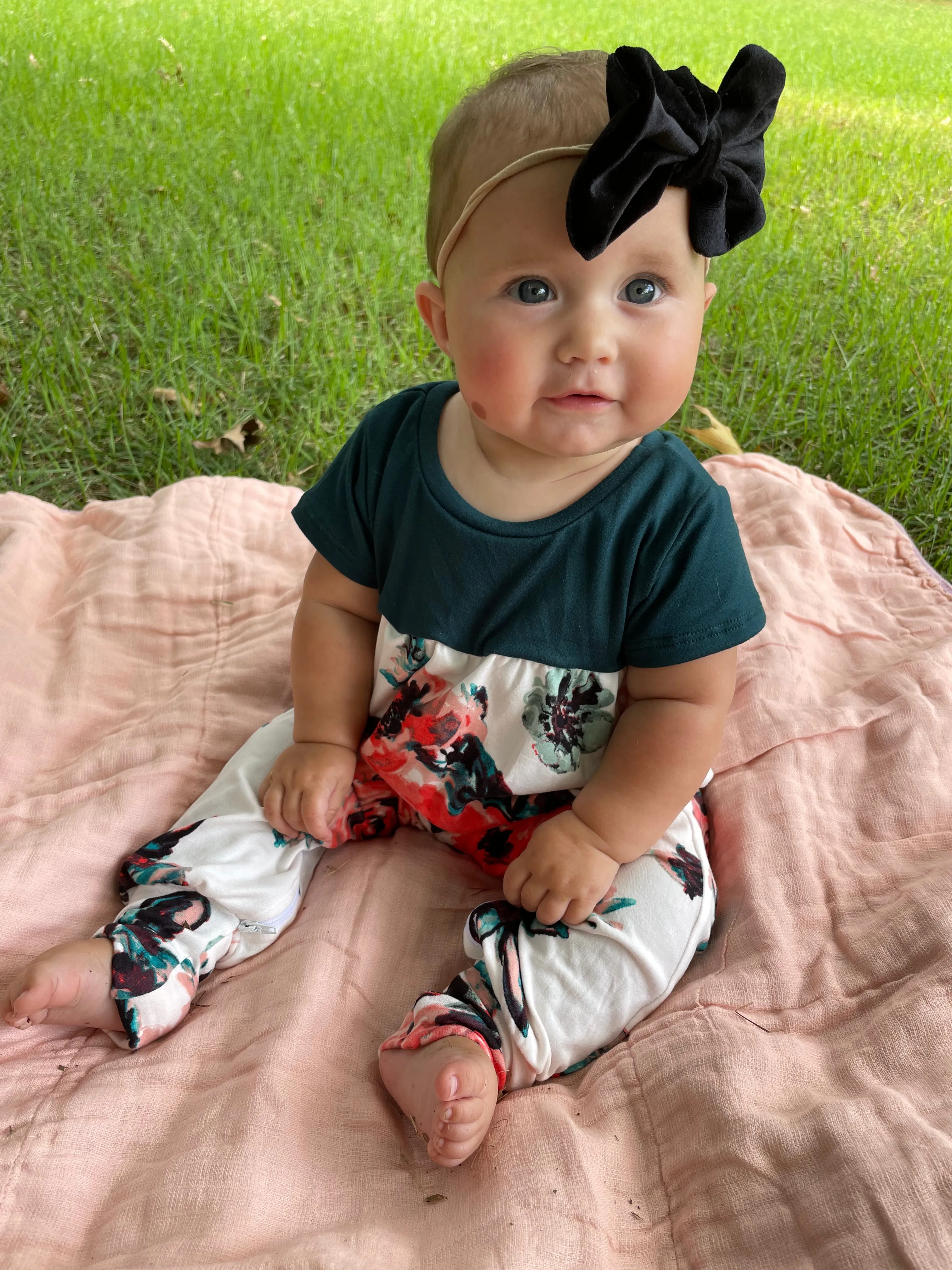 Coral Floral Zip Romper