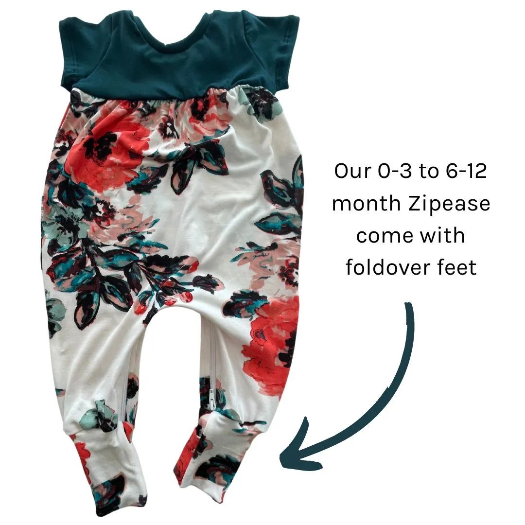 Coral Floral Zip Romper
