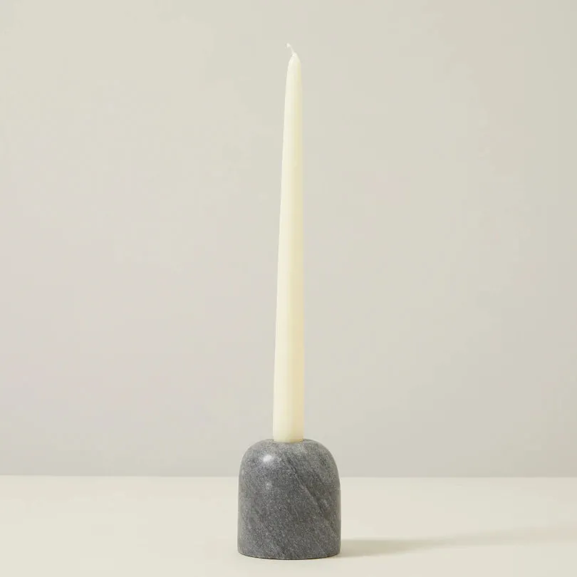 DUAL FUNCTION TAPER/TEALIGHT CANDLE HOLDER, LARGE GREY MARBLE