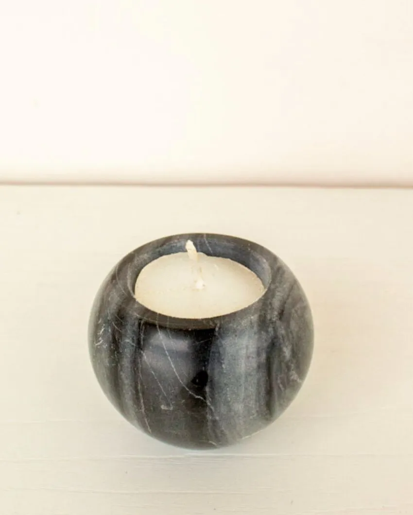 Elongated Concave Marble Candle | 6.99 x 5.08 cm / 2.75 x 2 inches