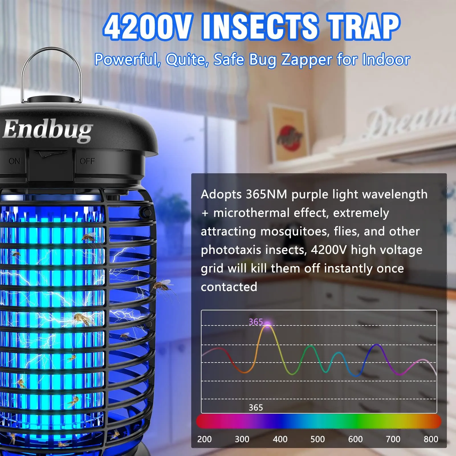 Endbug Bug Zapper Outdoor with LED Light, 4200V Mosquito Zapper Outdoor