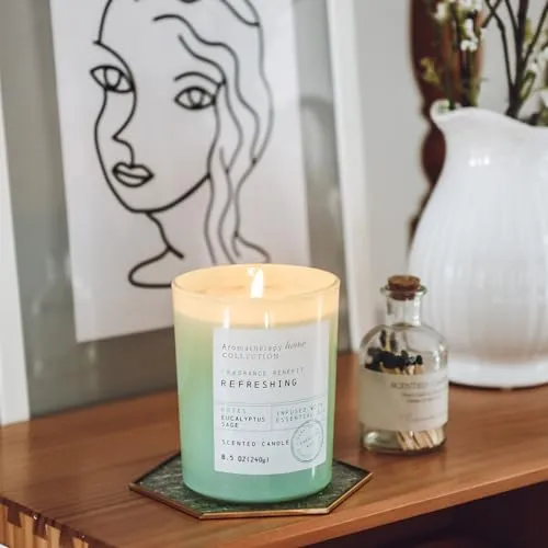 Eucalyptus & Sage Scented Candle, Soy Wax Candle for Home, Natural Wax Luxury Jar Candles, Highly Fragrance 10oz Premium Ideal Candle Gift