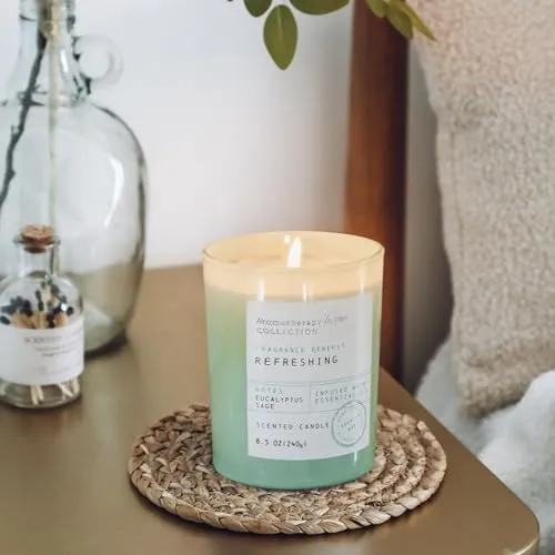 Eucalyptus & Sage Scented Candle, Soy Wax Candle for Home, Natural Wax Luxury Jar Candles, Highly Fragrance 10oz Premium Ideal Candle Gift