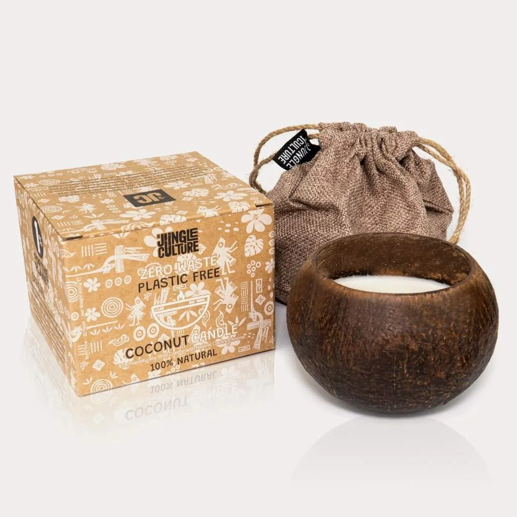 Hand-Poured Organic Soy Wax Shell Candle, Toasted Coconut