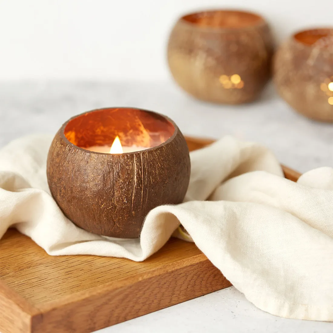 Hand-Poured Organic Soy Wax Shell Candle, Toasted Coconut