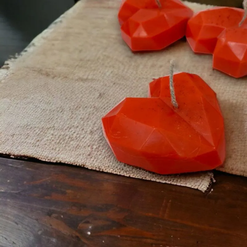 Heart Carve Chocolate Scented Candle Holder (Red) - Set Of Three