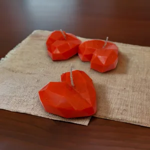 Heart Carve Chocolate Scented Candle Holder (Red) - Set Of Three