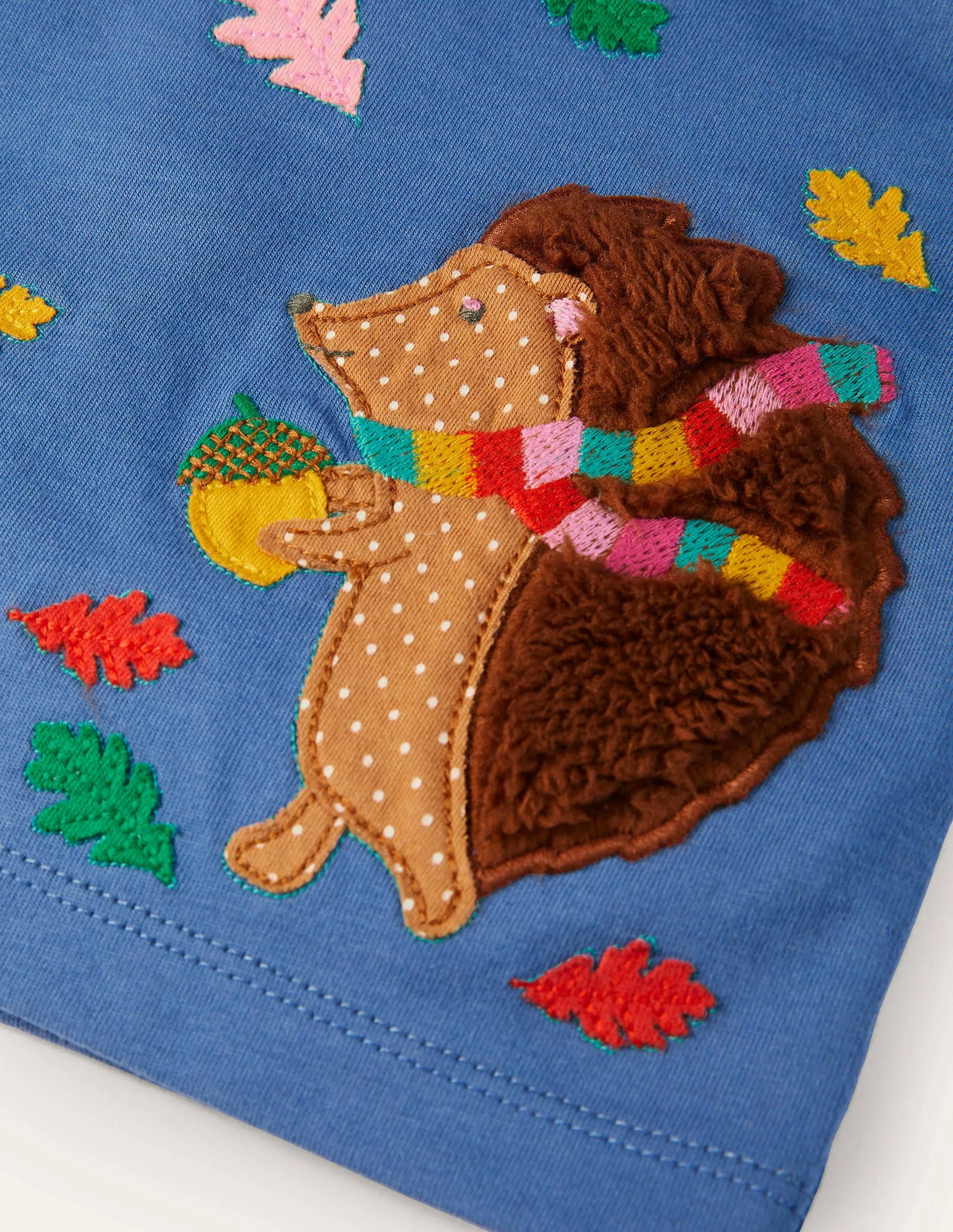 Hedgehog Appliqué T-shirt-Elizabethan Blue Hedgehog
