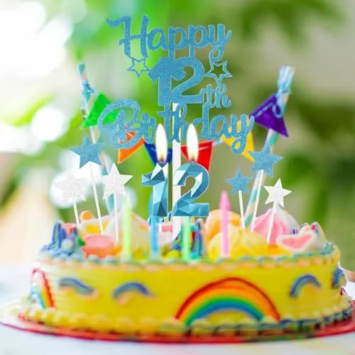 iNINGER 19th Happy Birthday Candles Cake Toppers,Blue Number 19 Candle for Cake,Cake Candles for 19th Birthday Decorations,Star Cake Toppers for Boys Girls Birthday Party 19th Wedding Anniversary