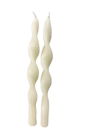 Ivory Spiral Dinner Candle Set Of 2