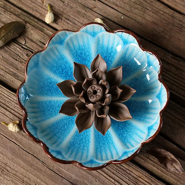 Jingdezhen Ceramics Lotus Incense Burner Holder Joss  Stick Incense Censer Household Aroma Sticks Disc Aromatherapy Decoration