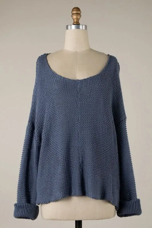 Kai Soft Knit Sweater Blue Grey