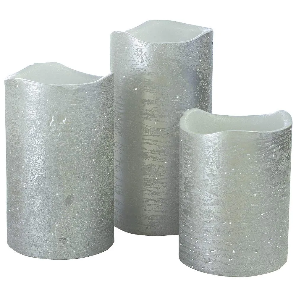 LED Flameless Candle Set in Silver: Perfect Flickering Warm White Light