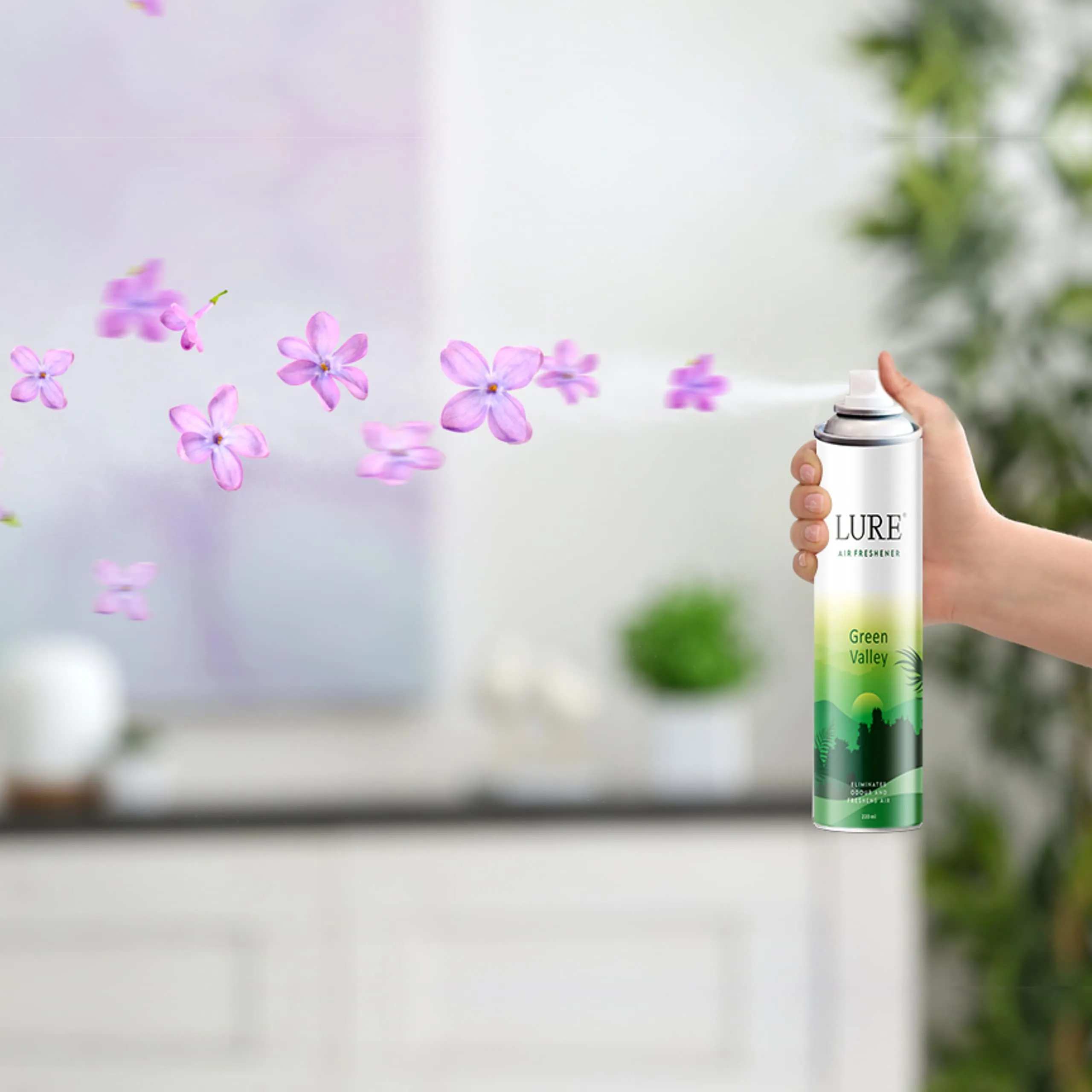 Lure Room Freshener | Air Freshener for Home And Office - Oud & Saffron,Aqua Fresh,Greenvally,Floral Mist (220ml Each, Pack of 4)