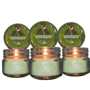 Mosquito Repellent Candle Natural Eucalyptus | 3 Oz Each, Set of 3 | Soy-Base, Infused with Essential Oils | Made in USA