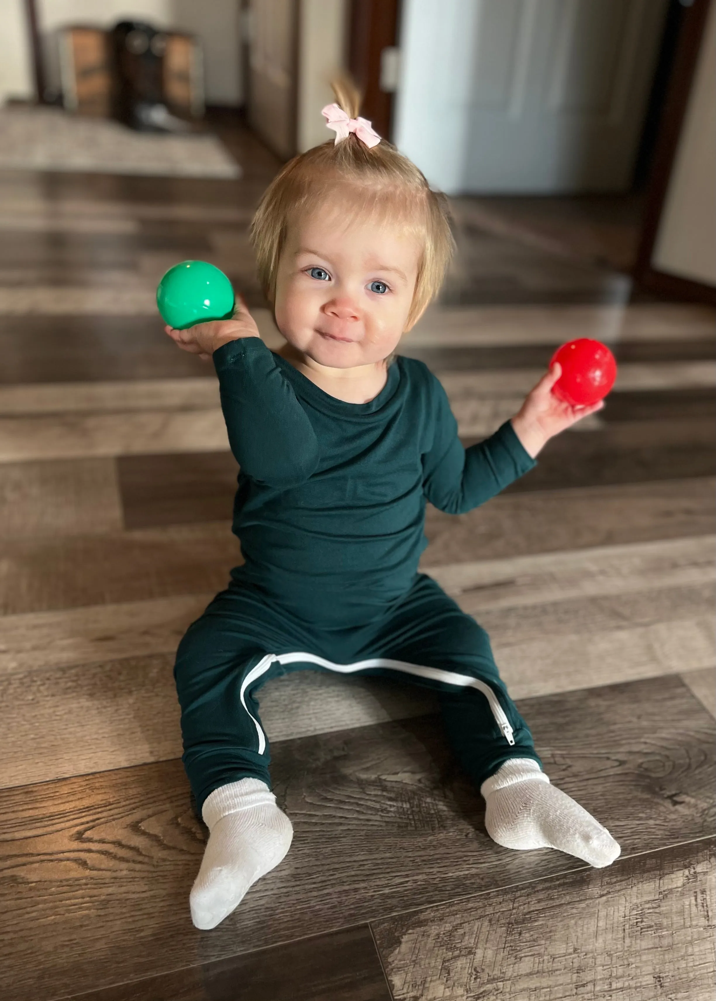 Pine Green Zip Baby Romper