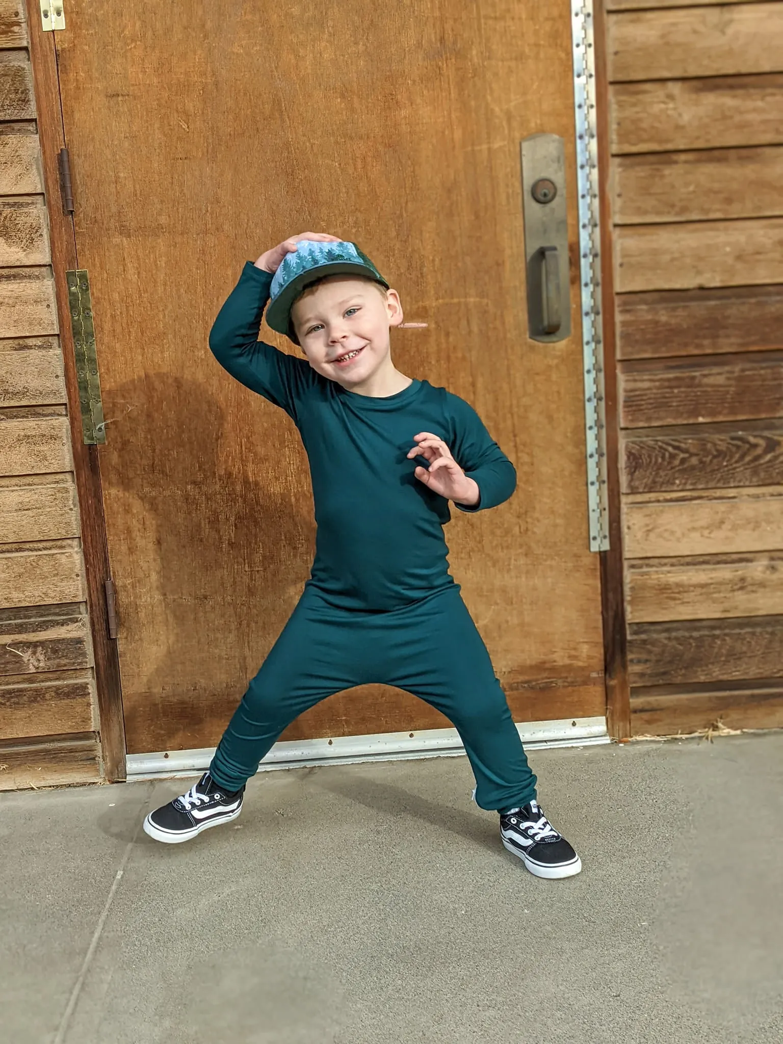 Pine Green Zip Baby Romper