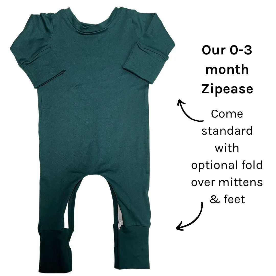 Pine Green Zip Baby Romper