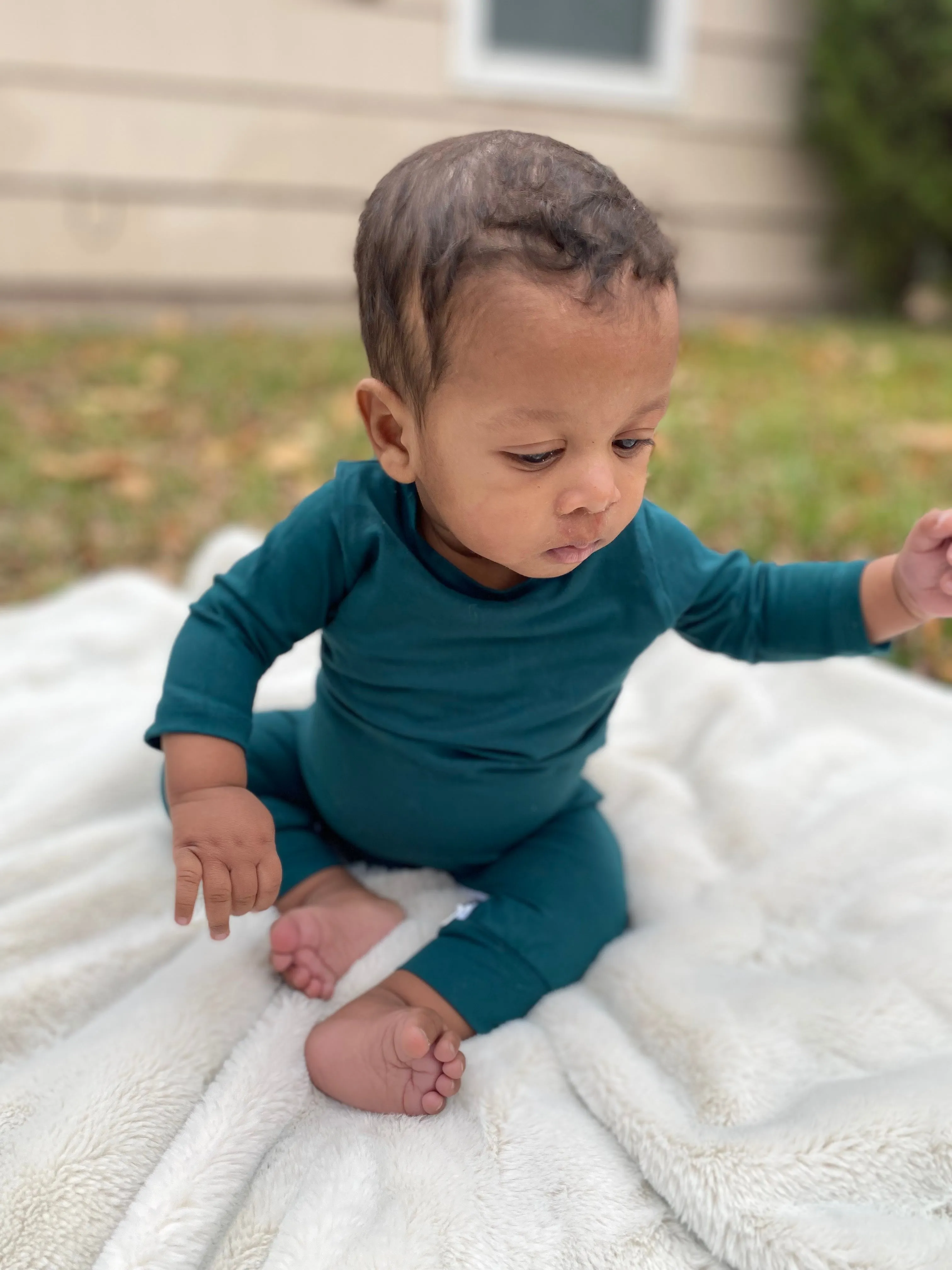 Pine Green Zip Baby Romper