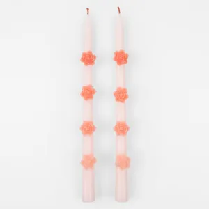 Pink Flower Taper Candles