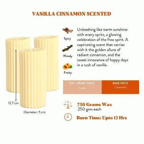 Scented Tall Pillar Candles | Multiple Fragrances | Set of 3 | 5 x 13 cm / 2 x 5.1 inches