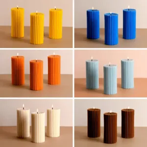 Scented Tall Pillar Candles | Multiple Fragrances | Set of 3 | 5 x 13 cm / 2 x 5.1 inches