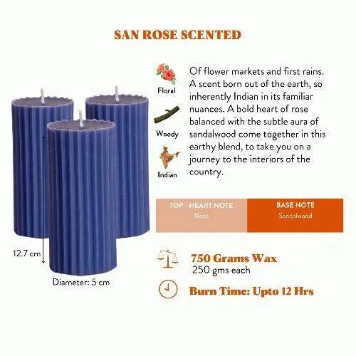 Scented Tall Pillar Candles | Multiple Fragrances | Set of 3 | 5 x 13 cm / 2 x 5.1 inches