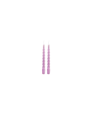 SET OF TWO TWISTED CANDLES LILAC