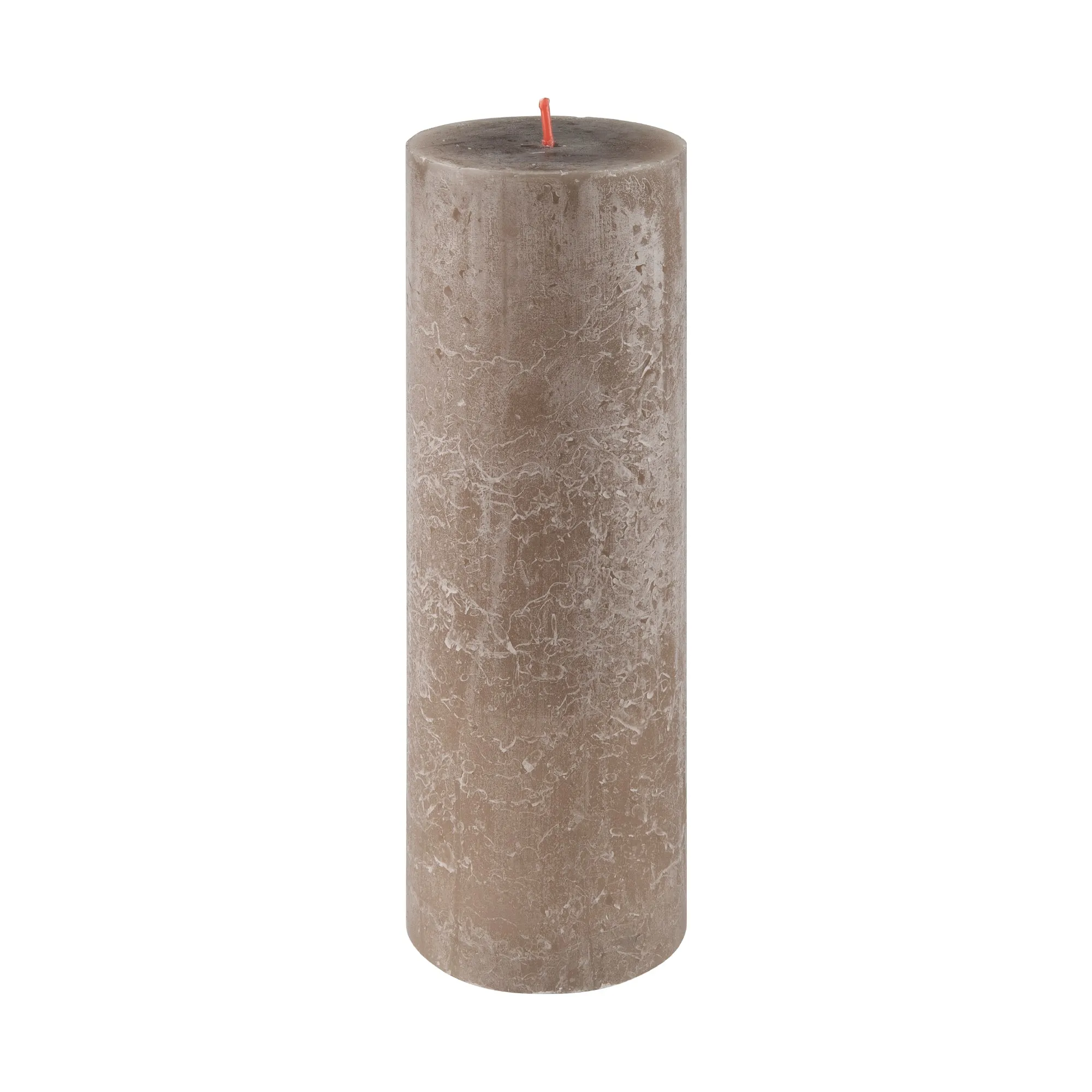 Suede Brown Rustic Shine Pillar Candle 19cm