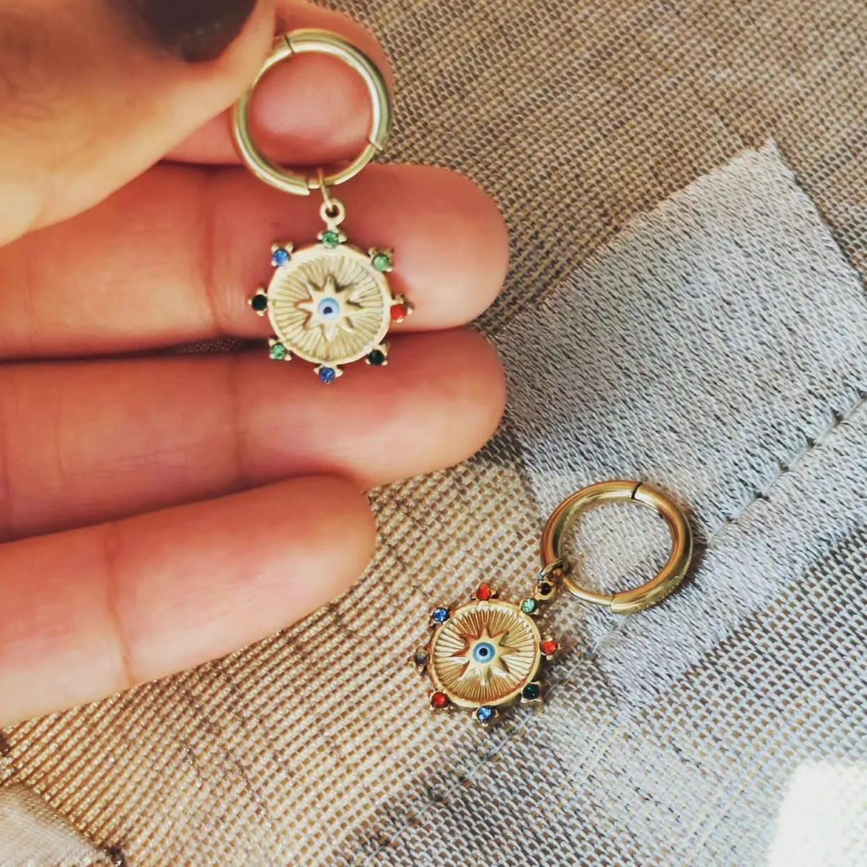 Sunburst Evil Eye Earrings