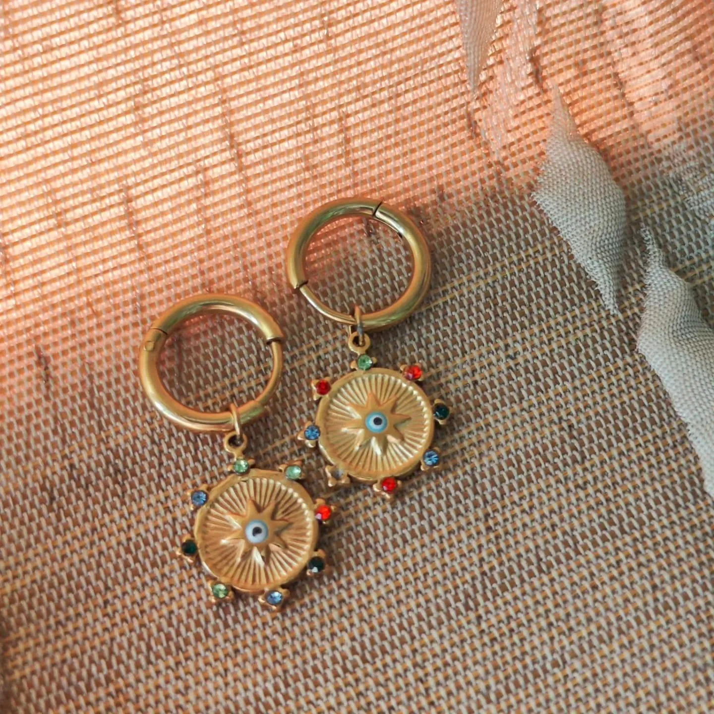 Sunburst Evil Eye Earrings