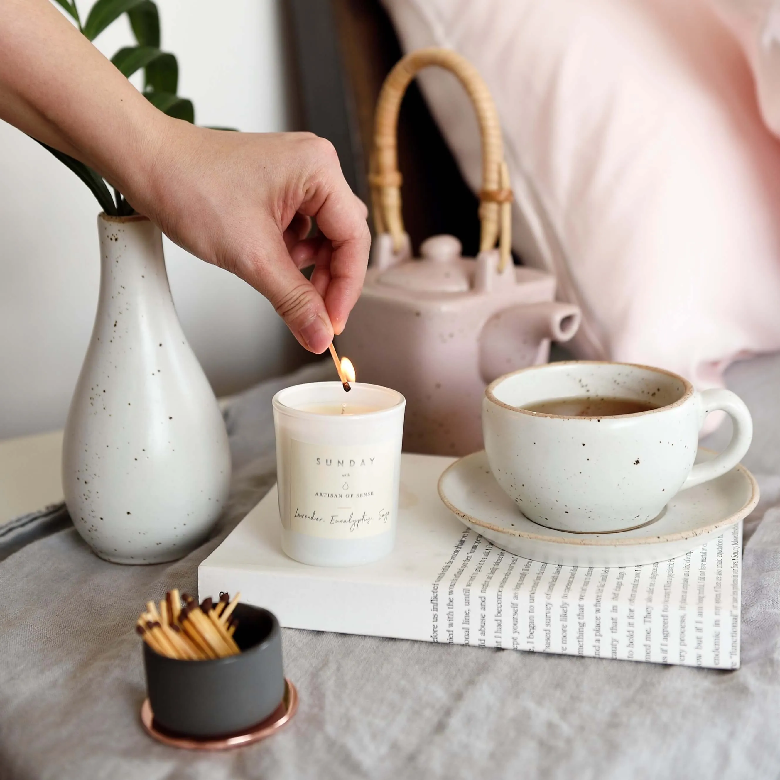 Sunday Bedding x Artisan of Sense Candles