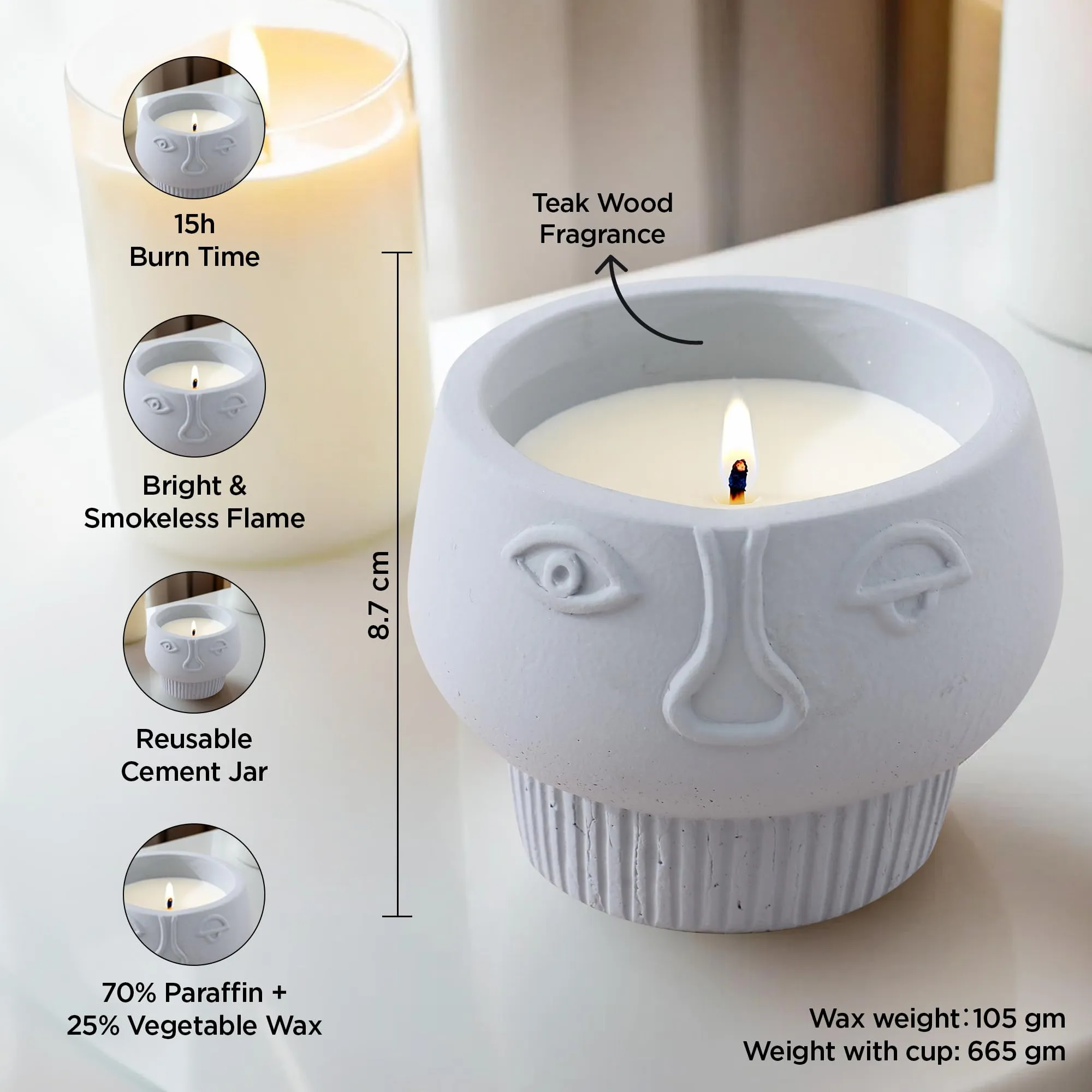 UMAI Scented Candles (15Hrs Burn Time) Teak Wood Scented Candles for Gift | Scented Candles for Home Decor | Scented Candles for Bedroom Bathroom | Home Decor Items | Aroma Candle