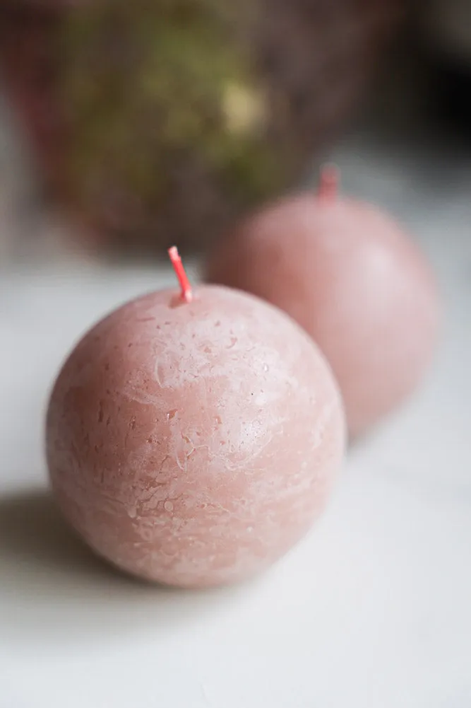 Unique Ball Candle In Misty Pink