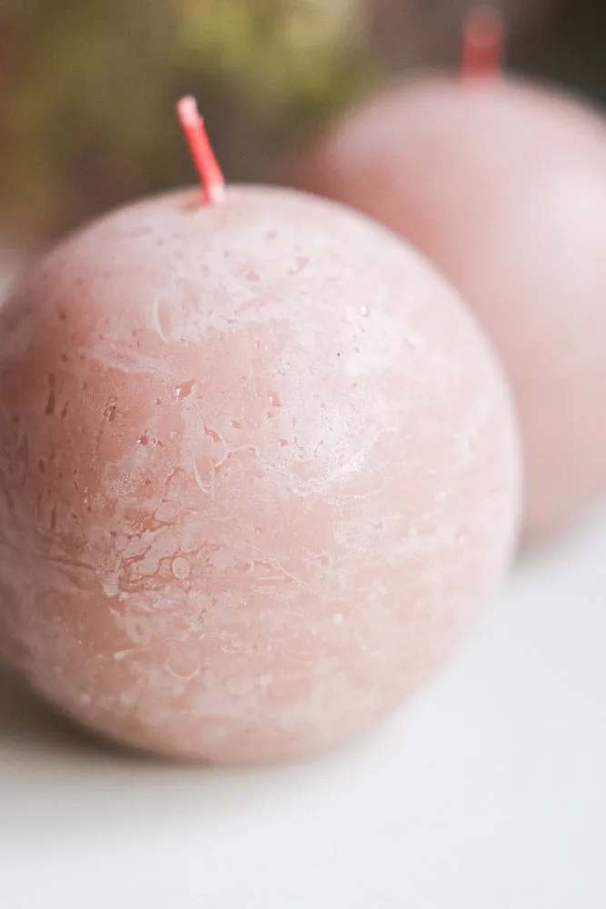 Unique Ball Candle In Misty Pink
