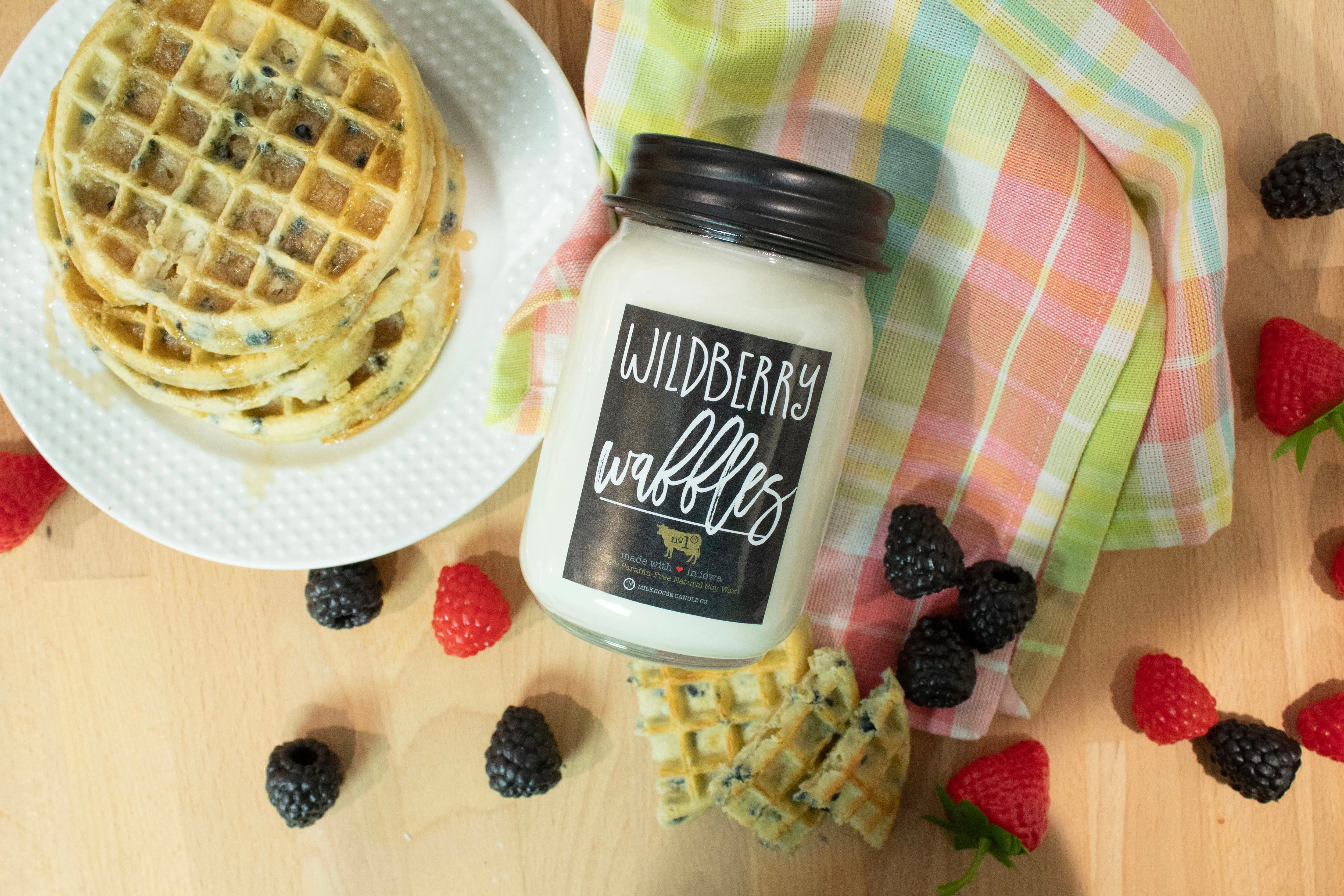 Wildberry waffles in 13oz Farmhouse mason jar candles