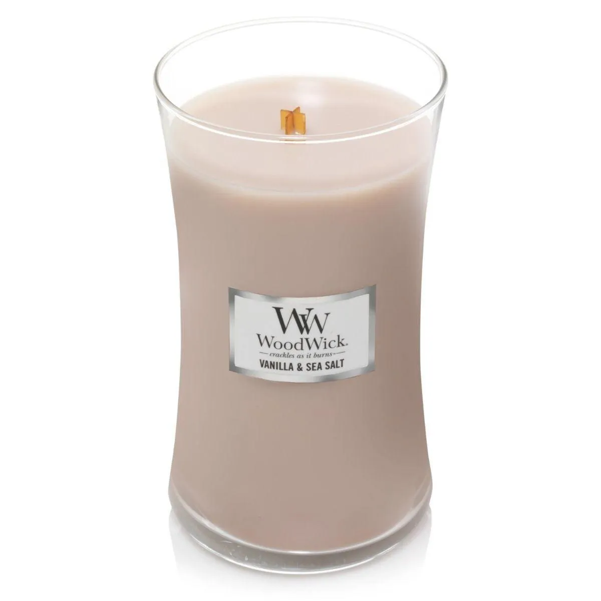 WoodWick Vanilla & Sea Salt Large Candle Crackles As It Burns 610G Hourglass